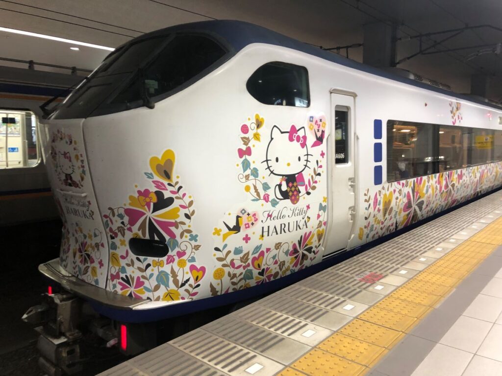 The Haruka Hello Kitty Train from Osaka to Kyoto
