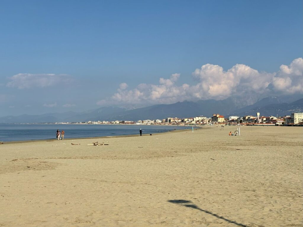 The Big Beautiful Beach at Viareggio Italy
