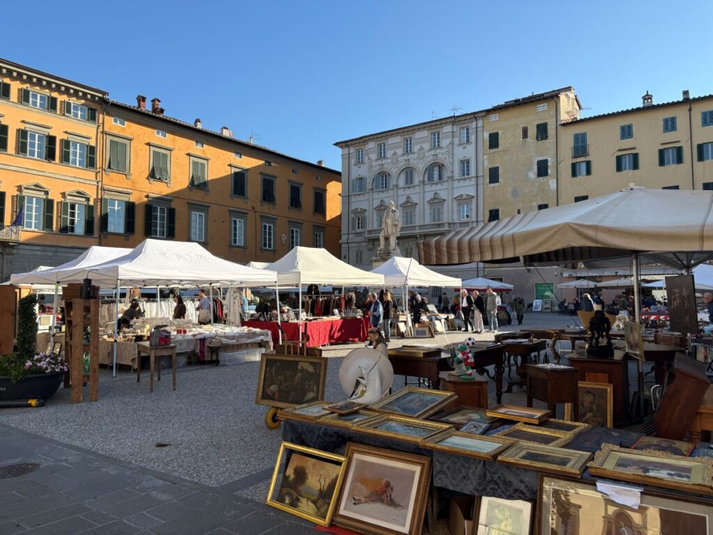 Shopping at the Best Antique Market in Lucca Italy